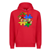 Red autism puzzle pieces Premium Hoodie - Zillion Design Studio