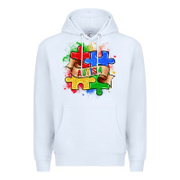 White autism puzzle pieces Premium Hoodie - Zillion Design Studio