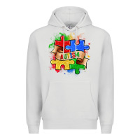 Dove Grey autism puzzle pieces Premium Hoodie - Zillion Design Studio