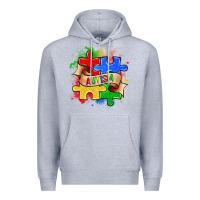 Heather Grey autism puzzle pieces Premium Hoodie - Zillion Design Studio