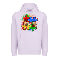 Lilac autism puzzle pieces Premium Hoodie - Zillion Design Studio