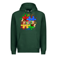 Sports Green autism puzzle pieces Premium Hoodie - Zillion Design Studio