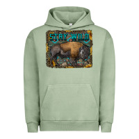 Pigment Oil Green stay wild aztec bison Urban Hoodie - RanaPortraitStore