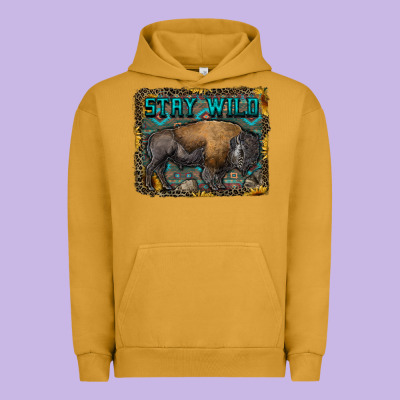Stay Wild Aztec Bison Urban Hoodie Designed By Ranaportraitstore