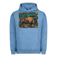 Pigment Pebble Blue stay wild aztec bison Urban Hoodie - RanaPortraitStore