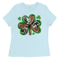 Baby Blue western st patricks day shamrocks Ladies Tee - Artiststas