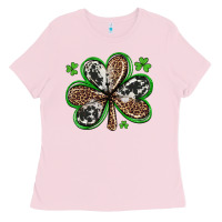 Bubblegum Pink western st patricks day shamrocks Ladies Tee - Artiststas