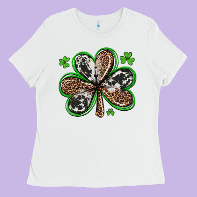 Western St Patricks Day Shamrocks Ladies Tee Designed By Artiststas
