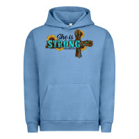 Pigment Pebble Blue she i̇s strong western cross Urban Hoodie - RanaPortraitStore