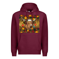Burgundy christmas highland cow tumbler Premium Hoodie - RanaPortraitStore