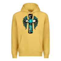 Antique Gold cross faith gemstone wings Premium Hoodie - RanaPortraitStore