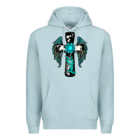 Blue Mist cross faith gemstone wings Premium Hoodie - RanaPortraitStore