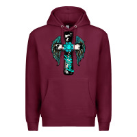Burgundy cross faith gemstone wings Premium Hoodie - RanaPortraitStore