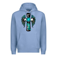 Colony Blue cross faith gemstone wings Premium Hoodie - RanaPortraitStore
