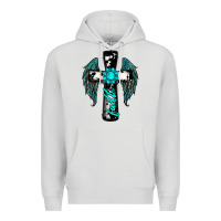 Dove Grey cross faith gemstone wings Premium Hoodie - RanaPortraitStore
