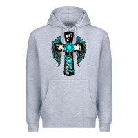 Heather Grey cross faith gemstone wings Premium Hoodie - RanaPortraitStore