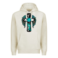 Oatmeal Heather cross faith gemstone wings Premium Hoodie - RanaPortraitStore
