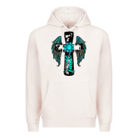 Pale Pink cross faith gemstone wings Premium Hoodie - RanaPortraitStore