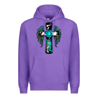 Purple cross faith gemstone wings Premium Hoodie - RanaPortraitStore