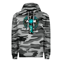 Slate Camo cross faith gemstone wings Premium Hoodie - RanaPortraitStore