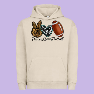 Peace Love Football Urban Hoodie Designed By Ranaportraitstore