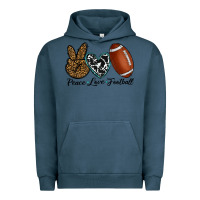 Pigment Midnight Navy peace love football Urban Hoodie - RanaPortraitStore