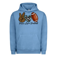 Pigment Pebble Blue peace love football Urban Hoodie - RanaPortraitStore