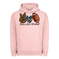 Pigment Salmon peace love football Urban Hoodie - RanaPortraitStore