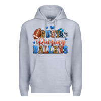 Heather Grey busy raising ballers american football Premium Hoodie - Zillion Design Studio