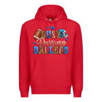 Red busy raising ballers american football Premium Hoodie - Zillion Design Studio