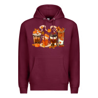 Burgundy Fall Coffee Cups Premium Hoodie - texasbilliewilder