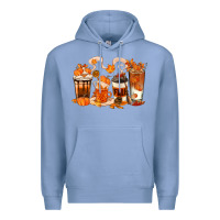 Colony Blue Fall Coffee Cups Premium Hoodie - texasbilliewilder