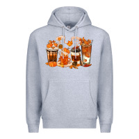 Heather Grey Fall Coffee Cups Premium Hoodie - texasbilliewilder