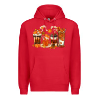 Red Fall Coffee Cups Premium Hoodie - texasbilliewilder