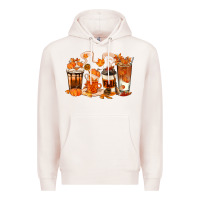 Pale Pink Fall Coffee Cups Premium Hoodie - texasbilliewilder
