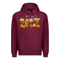 Burgundy Fall Coffee Cups Premium Hoodie - texasbilliewilder