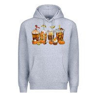 Heather Grey Fall Coffee Cups Premium Hoodie - texasbilliewilder