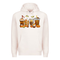 Pale Pink Fall Coffee Cups Premium Hoodie - texasbilliewilder
