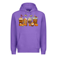 Purple Fall Coffee Cups Premium Hoodie - texasbilliewilder