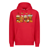 Red Fall Coffee Cups Premium Hoodie - texasbilliewilder