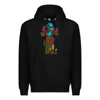 Black cross gemstone cactus roses cowboy hat Premium Hoodie - RanaPortraitStore