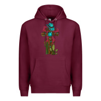 Burgundy cross gemstone cactus roses cowboy hat Premium Hoodie - RanaPortraitStore