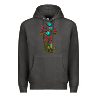 Charcoal Heather cross gemstone cactus roses cowboy hat Premium Hoodie - RanaPortraitStore