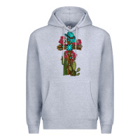 Heather Grey cross gemstone cactus roses cowboy hat Premium Hoodie - RanaPortraitStore