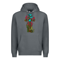 Rock cross gemstone cactus roses cowboy hat Premium Hoodie - RanaPortraitStore