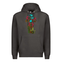 Smoke cross gemstone cactus roses cowboy hat Premium Hoodie - RanaPortraitStore