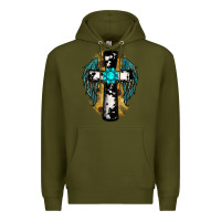Army Green cross gemstone wings Premium Hoodie - RanaPortraitStore