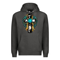 Charcoal Heather cross gemstone wings Premium Hoodie - RanaPortraitStore
