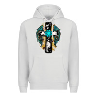 Dove Grey cross gemstone wings Premium Hoodie - RanaPortraitStore