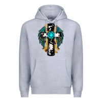 Heather Grey cross gemstone wings Premium Hoodie - RanaPortraitStore